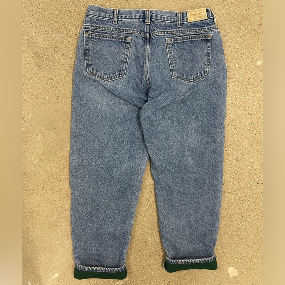 Vintage L.L. Bean Fleece Lined Light Wash Denim Blue Jeans - 36X30 Straight Leg - Picture 8 of 15